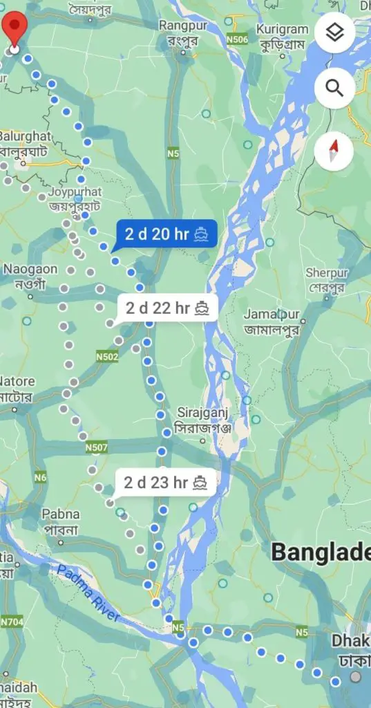 Dhaka to Dinajpur Train Route Map
